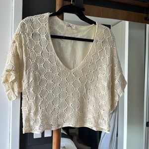 Milly of New York white lace v-neck top